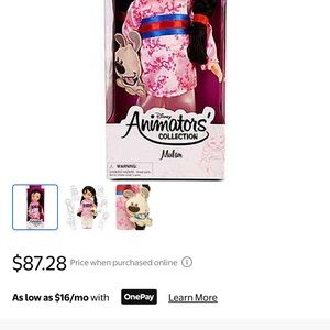 Disney Animators Collection Mulan Doll in Pink and Blue